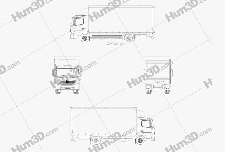 Mercedes-Benz Atego Box Truck 2016 Blueprint