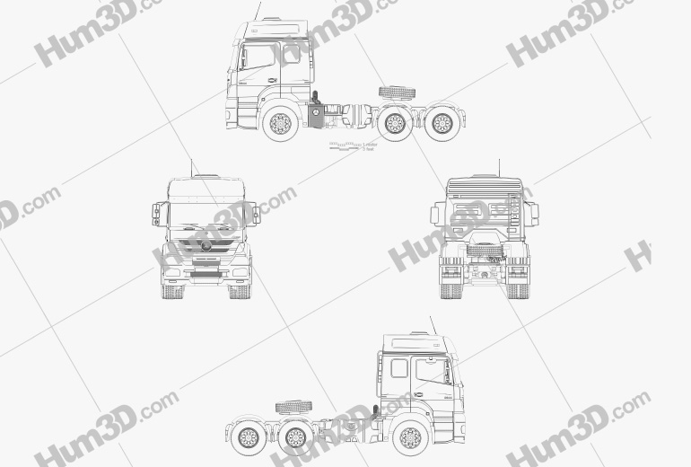 Mercedes-Benz Axor Tractor Truck 2022 Blueprint