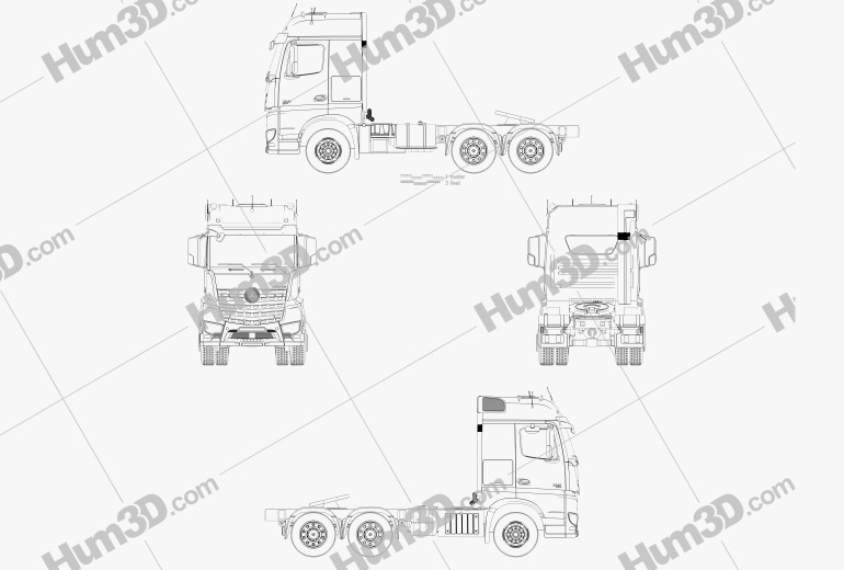 Mercedes-Benz Arocs Tractor Truck 2013 Blueprint