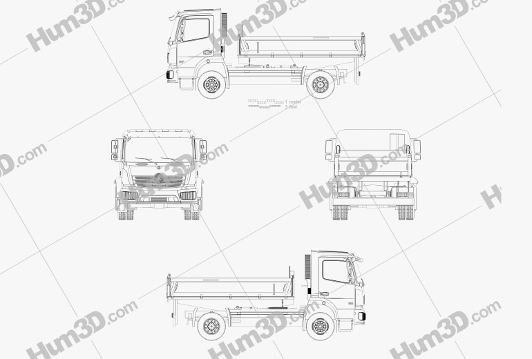 Mercedes-Benz Atego Tipper Truck 2016 Blueprint