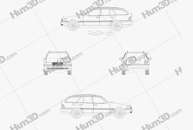 Mercedes-Benz Cクラス (S202) estate 1997 設計図