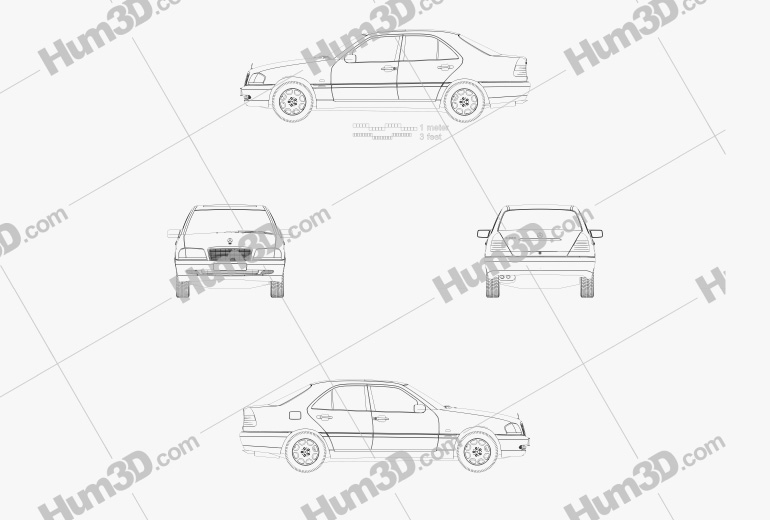 Mercedes-Benz Cクラス (W202) セダン 1997 設計図