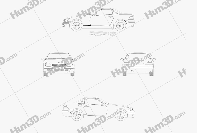Mercedes-Benz SLK 클래스 2000 테크니컬 드로잉