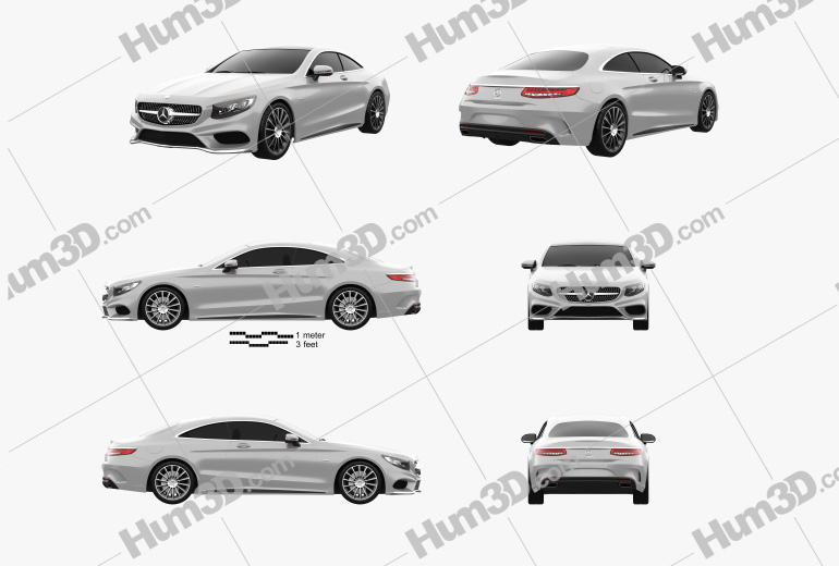 Mercedes-Benz S-class (C217) coupe AMG Sports Package 2020 Blueprint Template