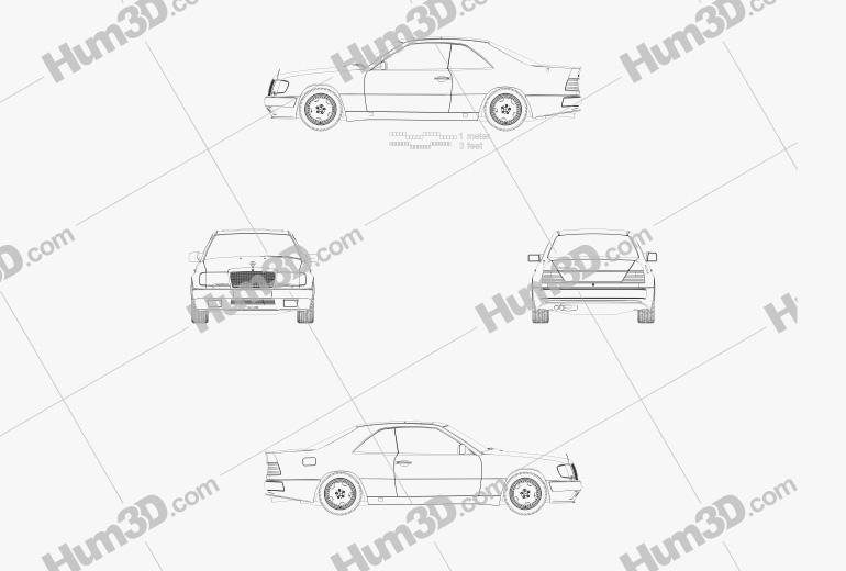 Mercedes-Benz E-class AMG widebody coupe 1993 Blueprint