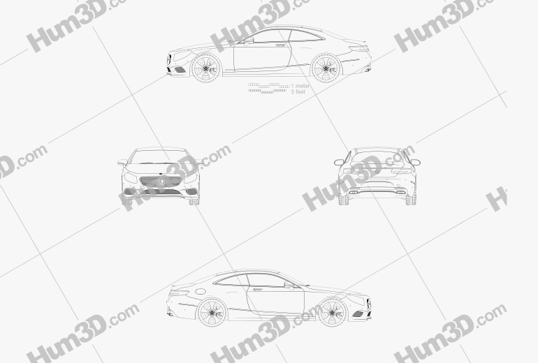 Mercedes-Benz S-class (C217) coupe 2020 Blueprint