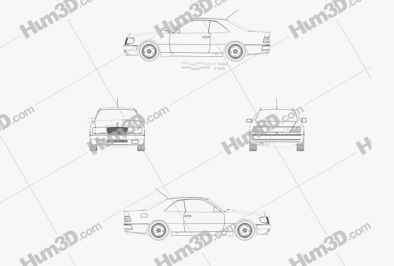 Mercedes-Benz E-class AMG coupe 1993 Blueprint