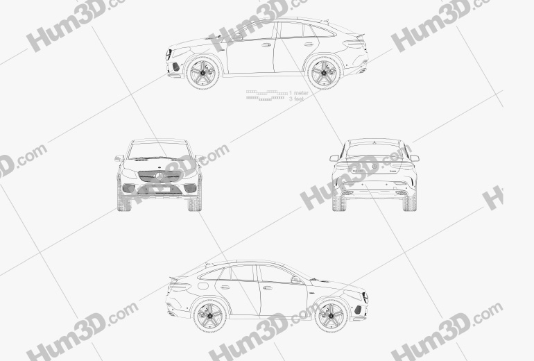 Mercedes-Benz GLE-Klasse AMG Line coupé 2017 Blueprint