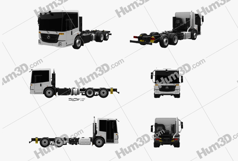 Mercedes-Benz Econic Chassis Truck 3axle 2016 Blueprint Template