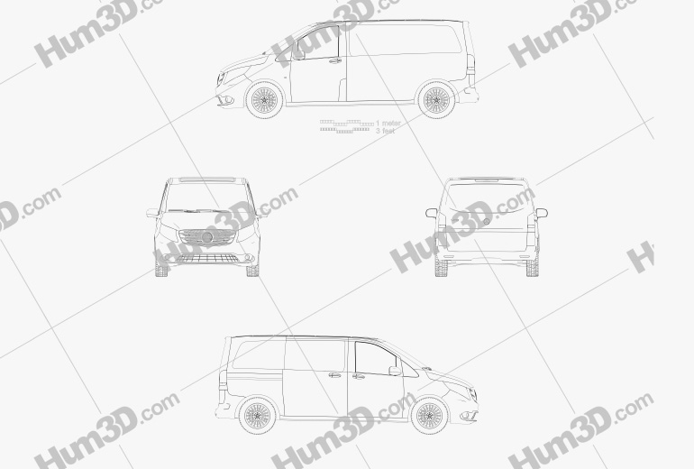 Mercedes-Benz Vito (W447) Fourgon L1 2018 Blueprint