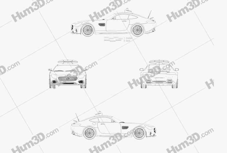 Mercedes-Benz AMG GT S F1 Safety Car 2018 Blueprint