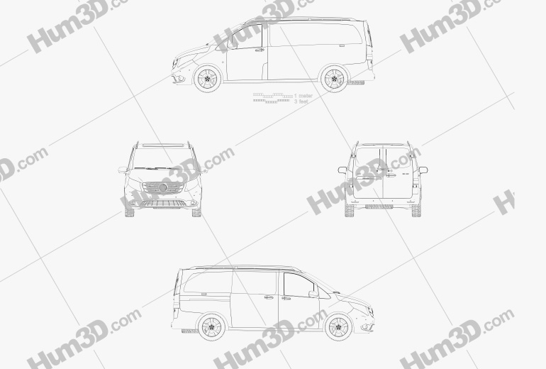 Mercedes-Benz Vito (W447) Carrinha L2 2018 Blueprint