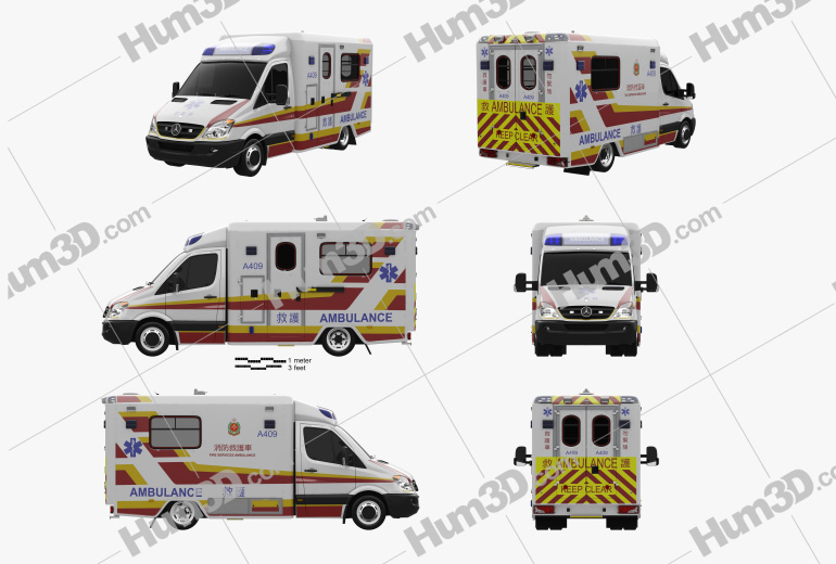 Mercedes-Benz Sprinter (W906) Ambulance 2014 Blueprint Template