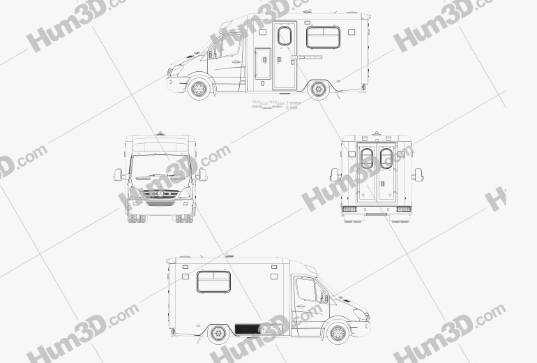 Mercedes-Benz Sprinter (W906) Ambulance 2014 Blueprint