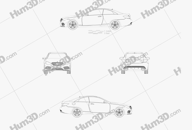Mercedes-Benz E-класс купе AMG Sports Package 2017 Чертеж