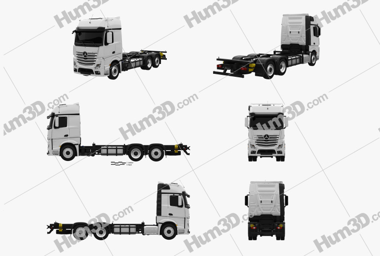 Mercedes-Benz Actros Chassis Truck 3-axle 2022 Blueprint Template