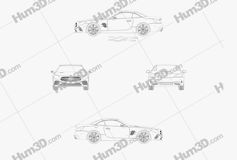Mercedes-Benz Clase SL (R231) 2018 Blueprint