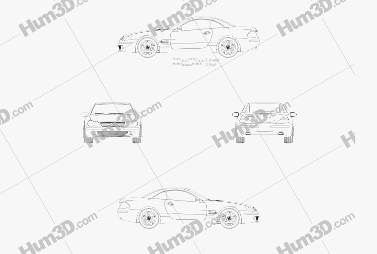 Mercedes-Benz Clase SL (R230) 2008 Blueprint