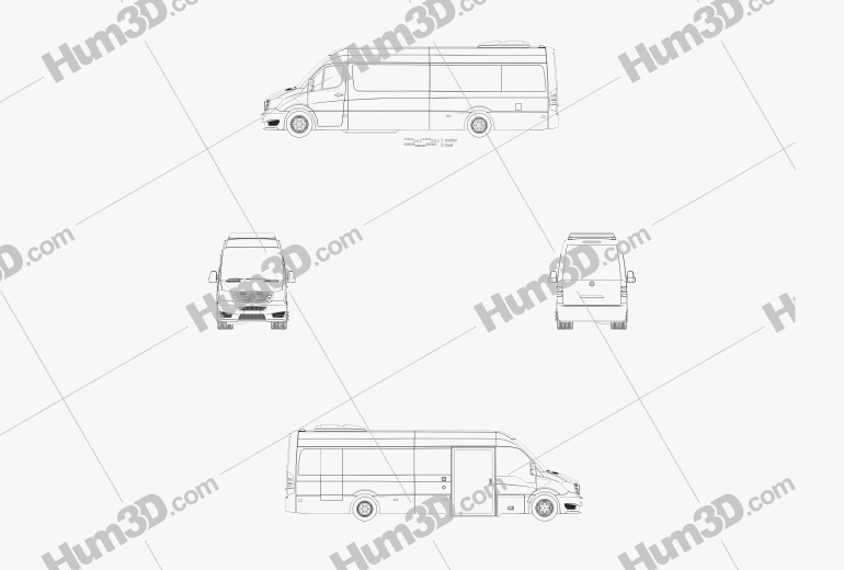 Mercedes-Benz Sprinter CUBY City Line Long Bus 2016 ブループリント