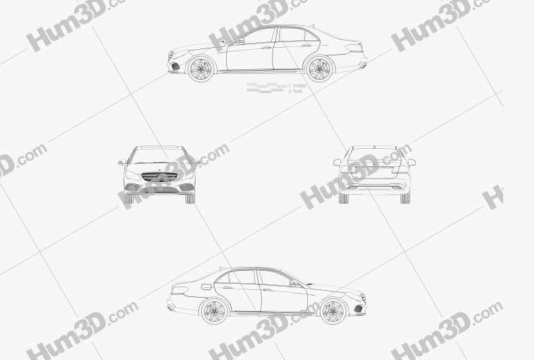 Mercedes-Benz E-class (W212) AMG Sports Package 2016 Blueprint