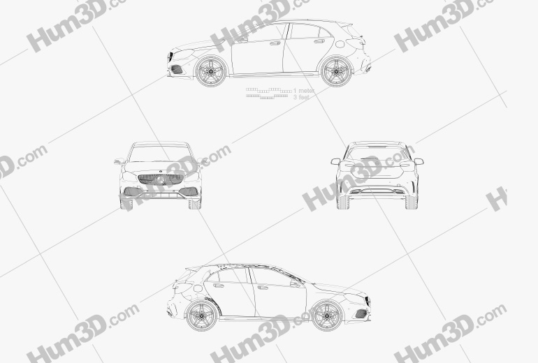 Mercedes-Benz Clase A (W176) AMG Line 2018 Blueprint