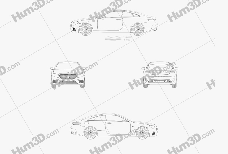 Mercedes-Benz E-класс (C238) Coupe AMG Line 2019 Чертеж