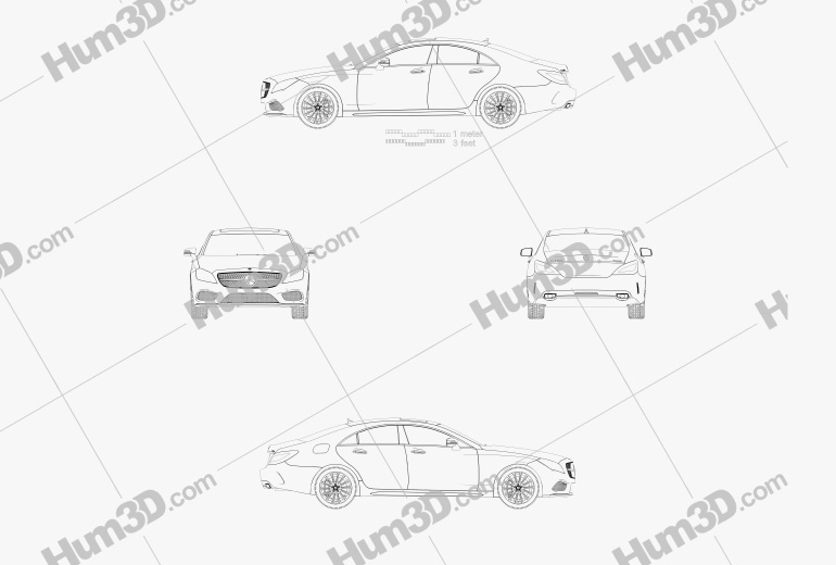 Mercedes-Benz CLS-class AMG Sports Package 2017 Blueprint