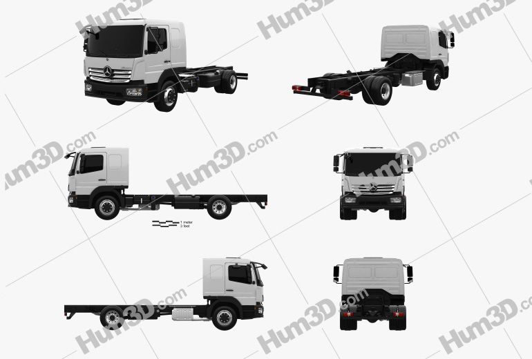 Mercedes-Benz Atego L-Cab Chassis Truck 2016 Blueprint Template