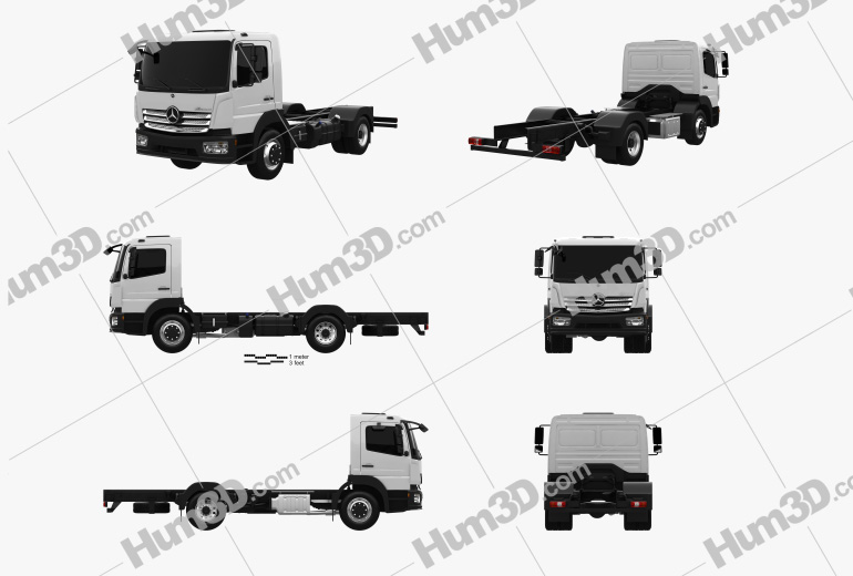 Mercedes-Benz Atego S-Cab Chassis Truck 2016 Blueprint Template