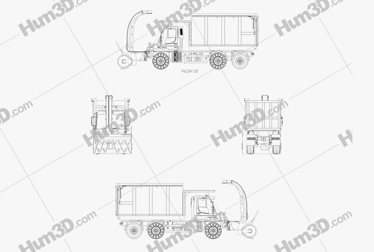 Mercedes-Benz Unimog U530 Paul Snow Plow Truck 2019 Чертеж