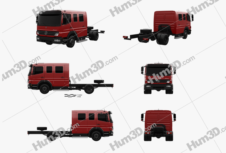 Mercedes-Benz Atego Crew Cab Chassis Truck 2010 Blueprint Template