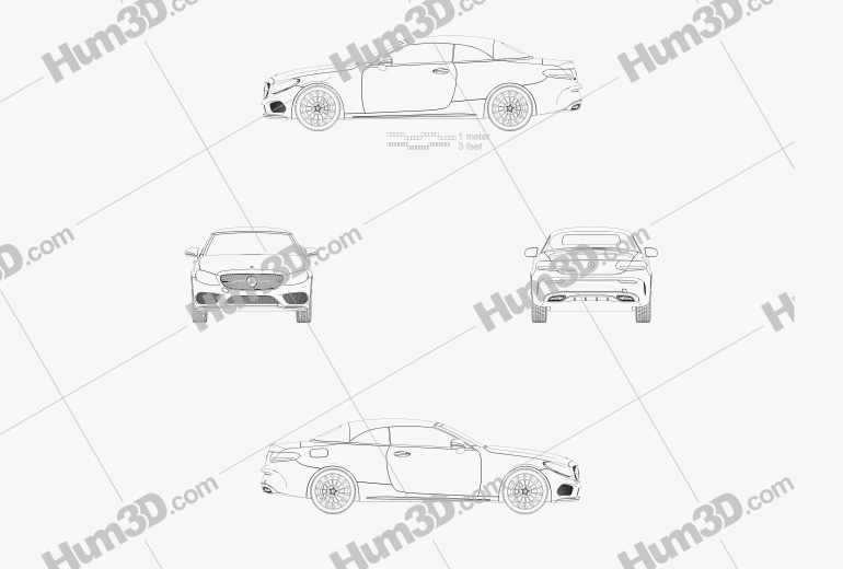Mercedes-Benz C-Klasse (A205) Cabriolet AMG line 2020 Blueprint