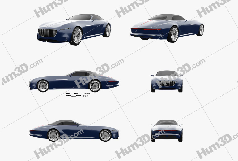 Mercedes-Benz Vision Maybach 6 cabriolet 2017 Blueprint Template