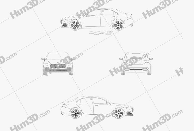 Mercedes-Benz A 세단 2017 테크니컬 드로잉