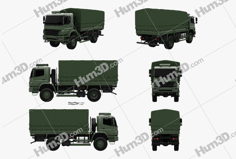Mercedes-Benz Axor (2005A) Military Truck 2005 Blueprint Template