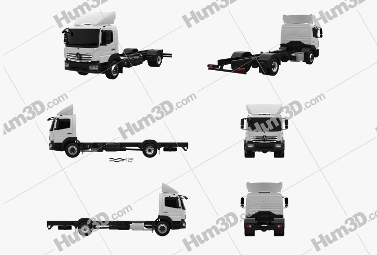 Mercedes-Benz Atego (1530) M-Cab Chassis Truck 2013 Blueprint Template