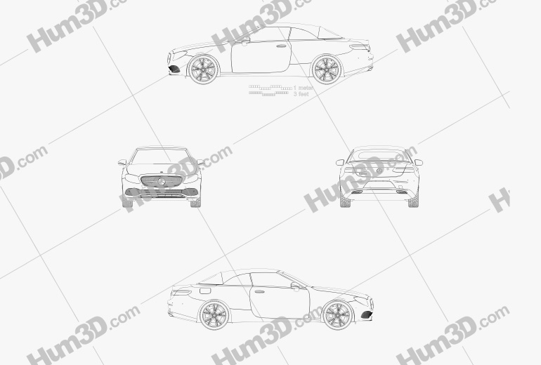 Mercedes-Benz Classe E (A238) cabriolet 2016 Disegno Tecnico