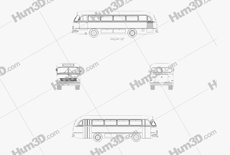 Mercedes-Benz O-321 H bus 1954 Blueprint