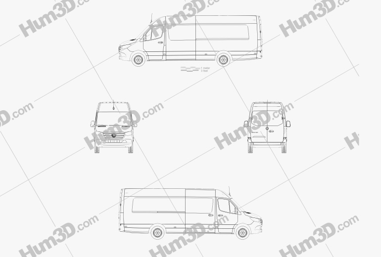 Mercedes-Benz Sprinter Panel Van L4H2 2019 Blueprint