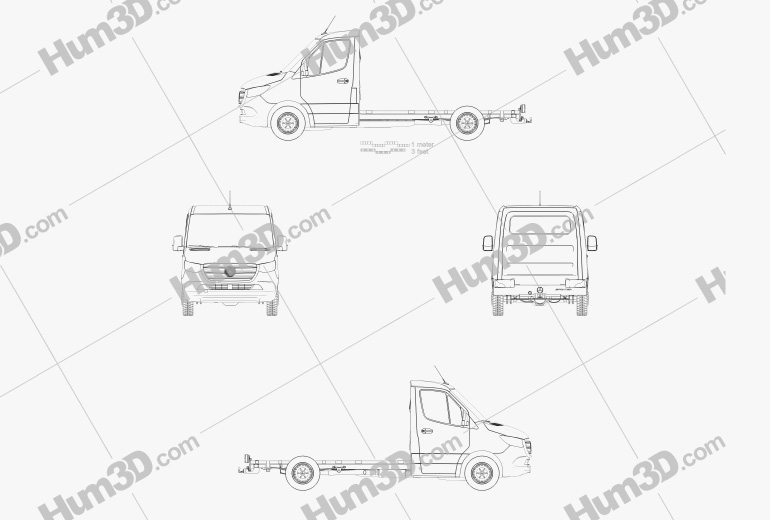 Mercedes-Benz Sprinter (W907) Cabine Simple Chassis L2 2019 Plan
