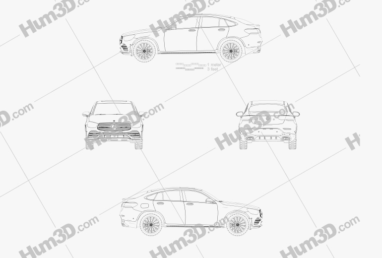 Mercedes-Benz GLC 클래스 AMG-Line 쿠페 2019 테크니컬 드로잉