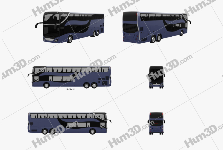 Mercedes-Benz MCV 800 Double-Decker Bus 2019 Blueprint Template