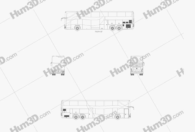 Mercedes-Benz MCV 800 Double-Decker Bus 2019 Blueprint