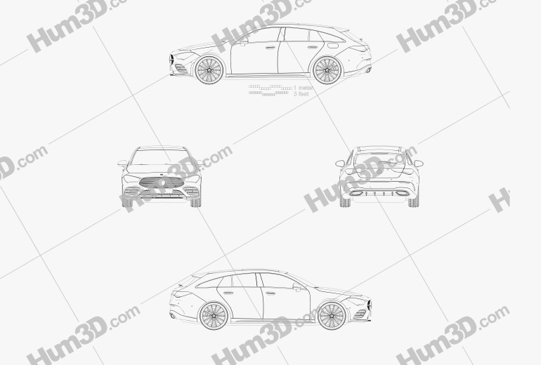 Mercedes-Benz CLA-class Shooting Brake AMG-Line 2022 Blueprint