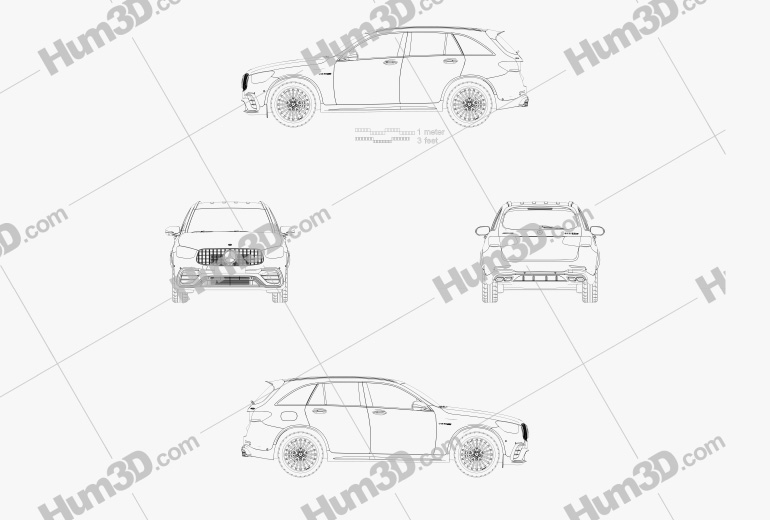 Mercedes-Benz GLC 클래스 (X253) AMG 2019 테크니컬 드로잉