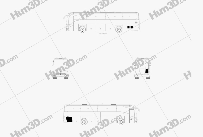 Mercedes-Benz Tourismo RHD bus 2017 Blueprint
