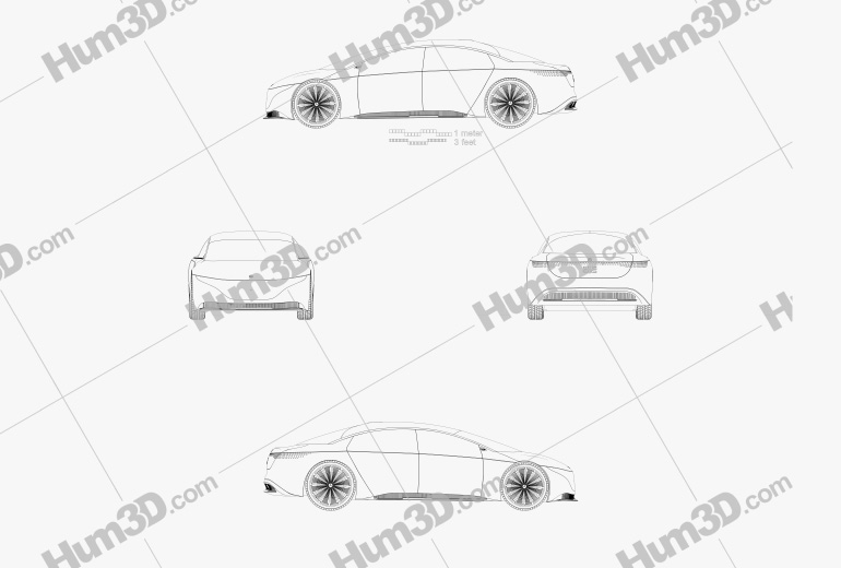 Mercedes-Benz Vision EQS 2019 Disegno Tecnico
