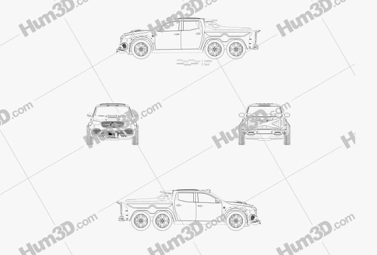 Mercedes-Benz Clase X Carlex EXY Monster X 6X6 2022 Blueprint