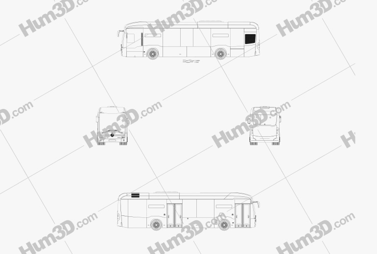 Mercedes-Benz eCitaro Ônibus 2018 Blueprint