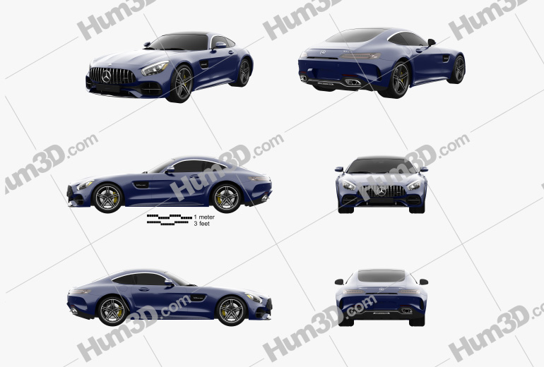 Mercedes-Benz AMG GT C coupe 2019 Blueprint Template